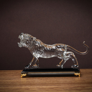 Crystal Tiger Figurine White Crystal Feng Shui Decor Chinese New Year Office <b>Desk</b> Ornament Living Room Craft - Product Image 3