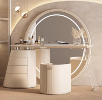 Coiffeuse moderne et simple pour chambre principale, coiffeuse haut de gamme avec miroir intégré et armoire de rangement