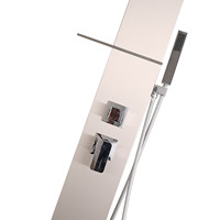 Panneau de douche cascade extérieur LANO contemporain autoportant en acier inoxydable 316 à double poignée, fixation au sol