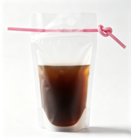 Pochette alimentaire transparente mate à fond plat pour café, café à emporter et boissons d'extérieur