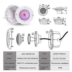 Ac12v 12W IP68 không thấm nước ABS nhúng điều khiển từ xa dưới nước PAR56 hồ bơi ánh sáng với nhà ở - Product Image 3
