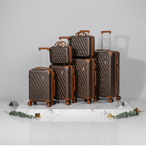 <span class=keywords><strong>Ensemble</strong></span> de 6 valises de style vintage grande capacité avec fermeture éclair et roulettes pivotantes à 360 degrés pour bagages à main - Product Image 1