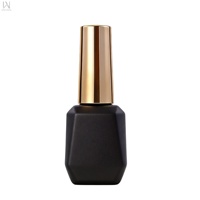 Bouteilles en verre de luxe pour gel UV, 12 ml et 15 ml, avec pinceau et couvercles dorés, personnalisables OEM/ODM avec logo et couleur, pour vernis à ongles en gel, contenants vides pour nail art