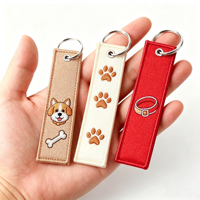 Porte-clés en tissu brodé avec logo personnalisé, patch tissé, anneau porte-clés, broderie, étiquettes en sergé pour clés