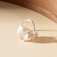 Bague en argent sterling 925 réglable avec perle de mer naturelle de 15-16 mm pour femme, bijoux de fiançailles DIY, accessoires sauvages