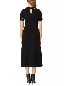 Abito da donna in maglia a maniche corte rosa abito di perle maglioncino personalizzato OEM ODM produttore da donna - Product Image 4