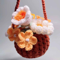 Nouvelle conception, décoration artisanale pour rétroviseur de voiture, plante en pot, fleur au crochet, ornement suspendu pour rétroviseur, accessoires de voiture Y