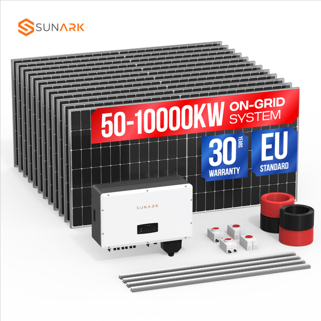 Sunark Renewable Energy Solar Power Systems 50Kw 100Kw 500Kw 1MW Home Solar Energy System With Lithium Battery on Grid