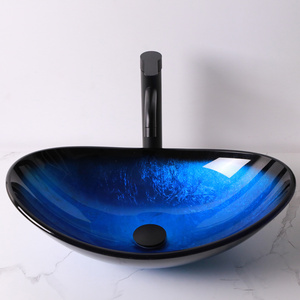 Récipient en verre en forme <span class=keywords><strong>de</strong></span> <span class=keywords><strong>bateau</strong></span> avec drain escamotable 21 pouces en verre trempé argenté Lavabo <span class=keywords><strong>de</strong></span> salle <span class=keywords><strong>de</strong></span> bain en forme <span class=keywords><strong>de</strong></span> <span class=keywords><strong>bateau</strong></span> Design Top Mount Bowl Sink - Product Image 3