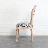 Chaise de salle à manger Louis de style français, dossier rond, revêtement en lin, bois massif, antique, mariage, maison, bureau, entrepôt
