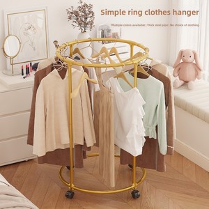 Bằng sáng chế mới sắt nghệ thuật đa chức năng một tầng tầng bánh xe xoay quần áo giá hiển thị đứng phòng khách khô kệ - Product Image 4