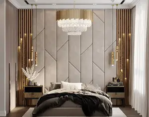 Modern lüks özel yatak odası arka plan duvar kumaşı sünger döşemeli duvar panelleri