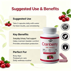 Capsules de complément alimentaire à base de canneberge naturelle OEM, étiquette privée personnalisée disponible, extrait de canneberge 500 mg par portion - Product Image 3