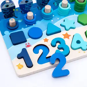 Vente en gros de puzzles alphanumériques 3D alphanumériques en couleur Puzzles de classification de formes Montessori pour planches de 1 à 4 ans