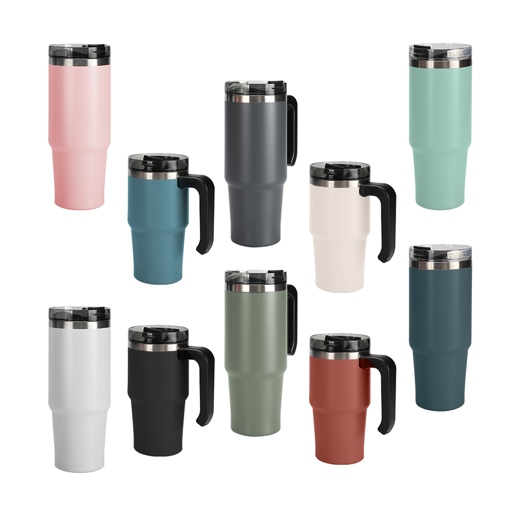 Лидер продаж, дорожная кружка-стакан объемом 40 унций с ручкой, 40 унций, из переработанной нержавеющей стали на заказ, 20 унций, многоразовый вакуумный стакан с соломинкой