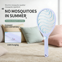 Raquette anti-moustiques électrique rechargeable par USB avec batterie au plomb intégrée et grande maille à 3 couches