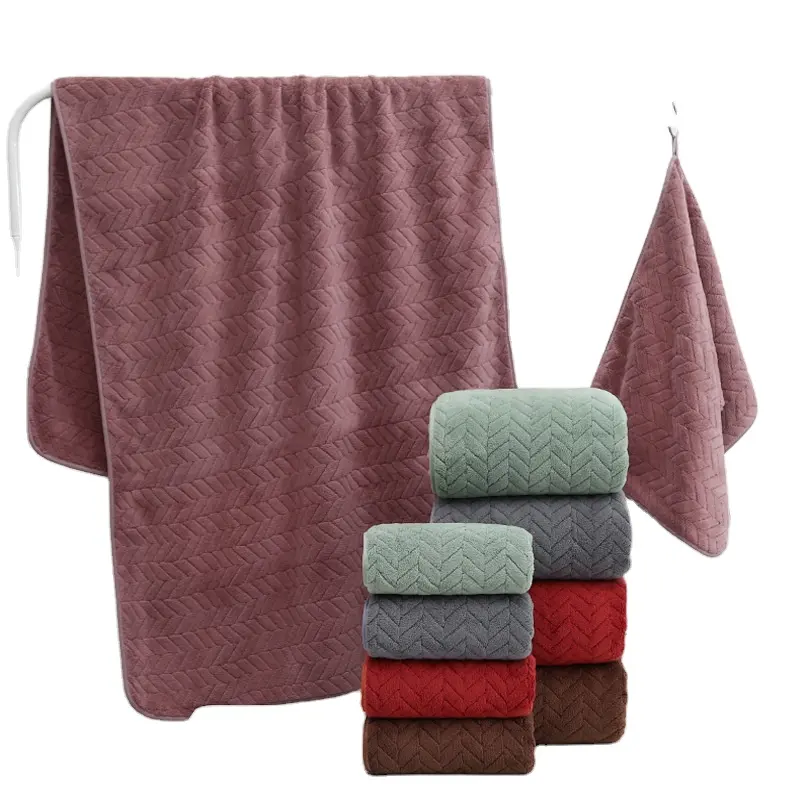 Wholesale Thick Custom Logo Coral Fleece Multicolor Soft Microfiber White Bathroom Towel Sets Large Bath Towel