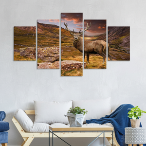 Elegant Deer Horn <b>Canvas</b> Art: Animal Print <b>Wall</b> Decor,SET OF 5 <b>CANVAS</b> - Product Image 3