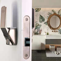 Poignée de porte moderne de designer avec système de verrouillage, en alliage d'aluminium de haute qualité, pour usage intérieur (salle de bain ou villa)