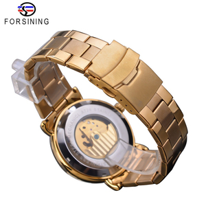 Reloj de Pulsera Mecánico Automático de Negocios para Hombre, Marca Top Relos para Forsining, con Fase Lunar Dorada, Correa de Acero Inoxidable y Manecillas de Acero Inoxidable - Product Image 6