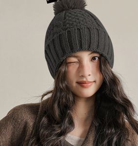 Wholesale Women's Polyester Cotton <b>Fleece</b> Lined Knitted Common Warm Solid Color Winter Big Brim <b>Beanie</b> Hat for Travel - Product Image 3