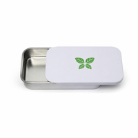 Boîte en métal rectangulaire personnalisée 70x42x15mm avec couvercle coulissant, étui en fer à ouverture par poussée pour emballage de baume à la menthe, de parfum solide