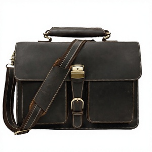 Maletín de Cuero Crazy Horse para Hombre, Estilo Retro, Gran Capacidad, de Cuero Genuino, para Laptop de 15 Pulgadas - Product Image 4