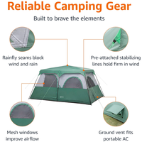Tente de camping extérieure en gros pour fabricants, 3-10 personnes, grande tente familiale à deux chambres pour 5-8 personnes