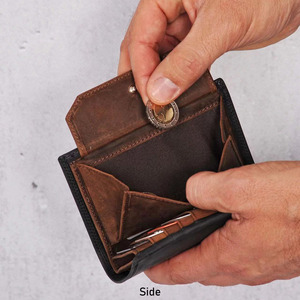 Porte-cartes en cuir de vachette triple beauté sac d'argent <span class=keywords><strong>portefeuille</strong></span> en cuir court pour hommes pour unisexe - Product Image 4