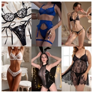 Premium Floral Pattern <b>Sheer</b> Hollow Out <b>Bra</b> Thong Garter Straps Bodysuit Underwire Support Sexy Women's Lace Lingerie Set - Product Image 4