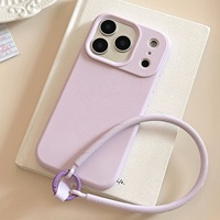 Coque de téléphone portable en TPU souple couleur macaron avec logo personnalisé et dragonne en silicone pour filles, compatible iPhone 17 16 15 Pro Max