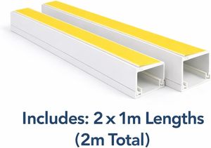 2 x 1 m de gaine de câblage en PVC autocollante blanche (lot de 2 m) <span class=keywords><strong>pour</strong></span> dissimuler les câbles muraux et de télévision 16x16 mm - Product Image 5