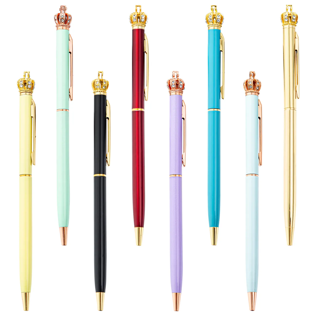 Hot selling church anniversary souvenirs cute weeding pen diamond crown luxury metal twist pen for gift