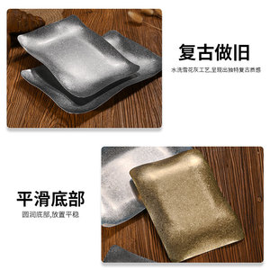 Vintage Stainless Steel Rectangular Plate Gold Irregular Shape Dessert Snack <b>Tray</b> Durable Tableware For Barbecue Restaurants - Product Image 5