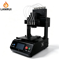 Máquina de llenado de sobremesa de 5 agujas con control de temperatura y cabezales múltiples para uso en laboratorio, equipo de dosificación de aceite espeso de alta viscosidad con calentamiento.