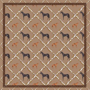 Luxury Retro Horse & Chain <b>Link</b> Pattern Polyester Square Scarf 70*70cm Ladies Fashion Accessory - Product Image 2