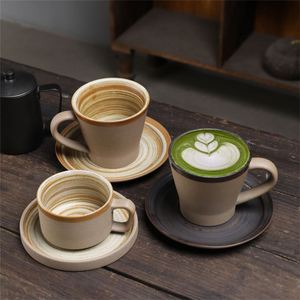 Vintage Japanese Ceramic <b>Cup</b> Set with Saucer Retro Porcelain Breakfast Afternoon Tea & Coffee Mug Clay <b>Espresso</b> Coffee Latte <b>Cup</b> - Product Image 2