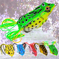 Leurre souple en PVC imprimé multicolore, grenouille flottante pour la pêche en eau salée avec hameçons de pêche à la nage et à la flotte