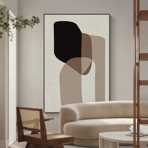 Abstract Painting Oil <b>Canvas</b> Wall Art Black <b>Frame</b> Rectangle Modern Living Room Decor - Product Image 3