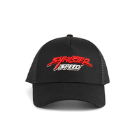 Recién llegado, sombrero de 5 paneles, logotipo bordado en 3D, gorra de camionero negra, Cierre trasero a presión ajustable, gorra de malla de alta calidad
