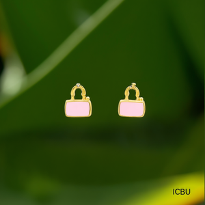 Pendientes de Moda con Esmalte Rosa, Diseño en Acero Inoxidable 316L con Baño de Oro PVD, Resistentes y Sostenibles - Product Image 3