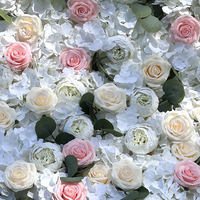 Günstigste Heiß Verkaufende Künstliche Wanddekoration aus Weißen, Rosa und Champagnerfarbenen Rosen-Seidenhortensien für Hochzeiten und Bühnenereignisse