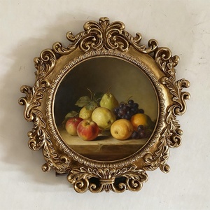 กรอบรูปเรซินสีทองโบราณสไตล์ฝรั่งเศสกรอบรูปทรงกลมย้อนยุคสำหรับวางบนโต๊ะและแขวนผนังตกแต่งบ้าน - Product Image 3