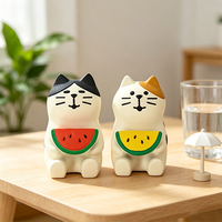Watermeloenplakjes Kat Harsen Figuur - Handgemaakt Schattig Mini Bureau Ornament Feeën Religieuze Thema's Muziek Liefde voor Zomer Decoratie Cadeau