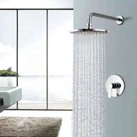 Douche de salle de bain en acier inoxydable nickel brossé mitigeur de douche chaude et froide sous la pluie murale ensemble de douche dissimulé