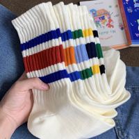 Chaussettes de sport confortables en coton, absorbantes, respirantes, mi-mollet, pour hommes et femmes, rayées, tricotées, logo personnalisé, OEM, ODM, vente en gros