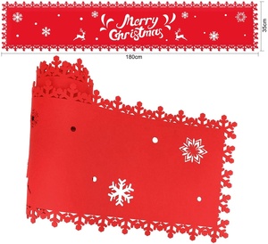 Ahuecado-hacia fuera copos <span class=keywords><strong>de</strong></span> nieve y alce sentía feliz Navidad <span class=keywords><strong>Mesa</strong></span> Runner por mucho tiempo <span class=keywords><strong>de</strong></span> comedor <span class=keywords><strong>mesa</strong></span> <span class=keywords><strong>de</strong></span> comedor - Product Image 2