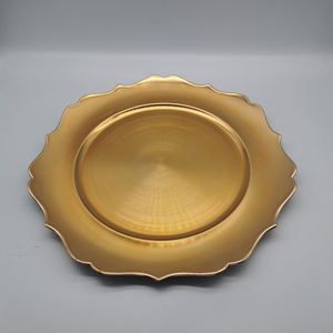 Assiette de Présentation Électroplaquée en PP Style Floral 33cm pour Mariage, Décoration de Table Or Argent - Product Image 3