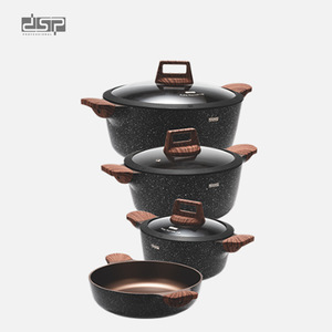 Dsp Dansong Maifan Stone Non Stick <b>Pan</b> Set 4 Piece Cookware With Wooden <b>Handles</b> For Frying And Soup - Product Image 3