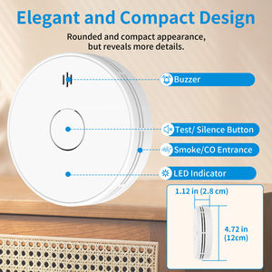 Báo động kết hợp V-COME, báo cháy cảm biến kép 2 trong 1, pin lithium kín 10 năm mà không cần thay thế, máy dò kết hợp - Product Image 2